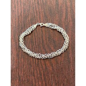 Sterling Silver Multi Strand Oval Link Bracelet Clasp Closure Women